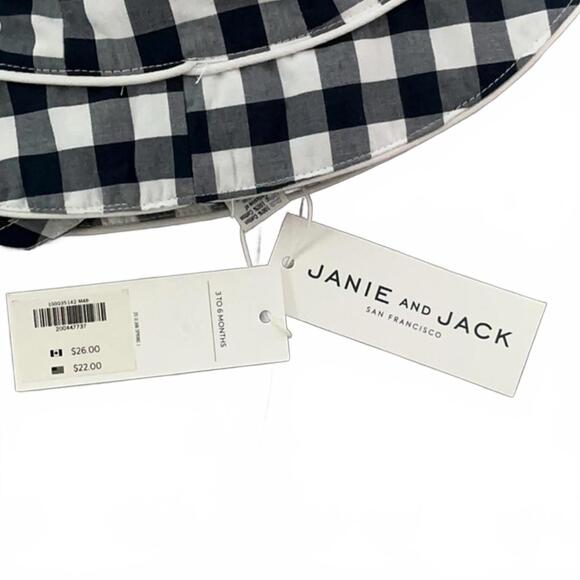 Janie and Jack Checkered Kids Hat in Navy Blue and White. 3-6 months - Picture 2 of 5